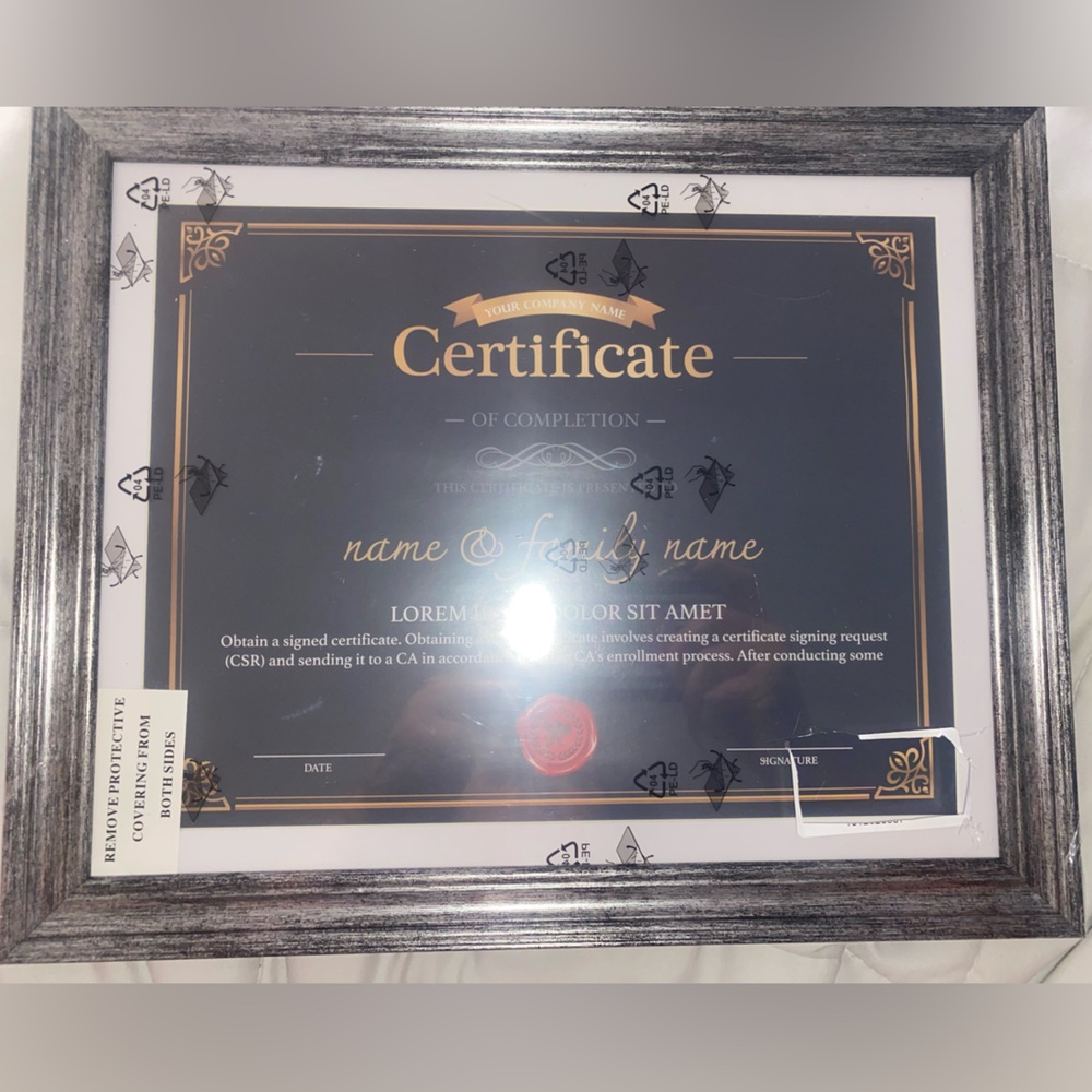 Gray-Black Wood Professional Certification/Degree Frame, for 8 X 10" size